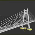 Modern Cable Stayed Bridge Design Over Calm Water With Sky Clouds