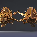 CAMORA 3D Golden Logo Features Intricate Shield Weapon Ornamental Elements