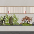 Japanese style landscape sketch courtyard sketch 3d model