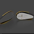 Modern Curved Decorative Clock With Golden Frame And White Face For Home Decor