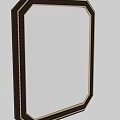 Elegant Rectangular Mirror With Dark Brown Wooden Frame And Decorative Border For Home Decor 3d model