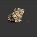 Natural Wooden Stone Block With Textured Surface On Green Grid Mat