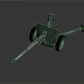 Ancient Green Cannon Weapon With Wheels And Long Metal Barrel