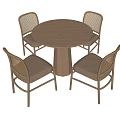 Modern Rattan Casual Table and Chair Combination 3d model