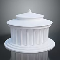 Detailed White Circular Architectural Model With Columns Dome And Steps 3d model