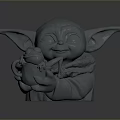 Adorable Big Ears Smiling Character Holding Small Creature In Tender Arms