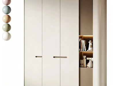Modern Minimalist Cream White Bookcase With Built In Ambient Light And Practical Open Display Shelves 3d model