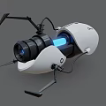 Futuristic Cybernetic Character With White Black Body Blue Glowing Core And Mechanical Arms
