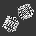 Modern Gray And White Armchairs With Metal Frames And Striped Backs On Solid Background 3d model