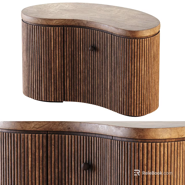 Modern Wooden Console Cabinet With Vertical Slats For Entryway Storage Solution 3d model 