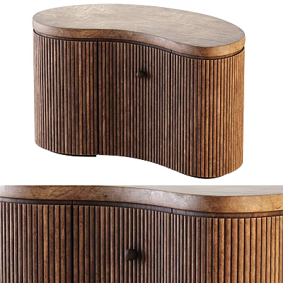 Modern Wooden Console Cabinet With Vertical Slats For Entryway Storage Solution 3d model