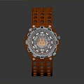 Stylish Orange Watch With Perforated Silicone Strap And Metallic Case Design 3d model