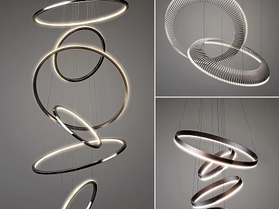 Modern Circular Ring Chandelier Design With LED Lighting For Interior Decor 3d model