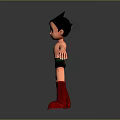 Cartoon Character Figure With Black Spiky Hair Large Eyes Green Belt Black Shorts Red Boots