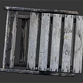Distressed Blue Gray Wooden Folding Chair With Simple Plank Seat Back And Wood Grain