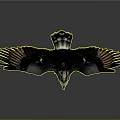 Mythical Bird With Spread Wings Blue Eyes And Crown Feathers On Dark Background