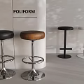 Modern Poliform Bar Stools With Upholstered Black Brown And Backless Black White Cross Metal Bases