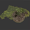 Modern Stacked Stone Arrangement With Fresh Green Plants And Natural Foliage