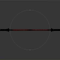 Ornate Staff Weapon with Intricate Carved Metal Ends and Red Shaft Design
