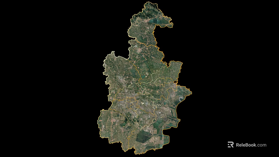 Detailed Satellite Map of Regional Geographic Outline With Land Use Features 3d model 