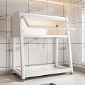 White Kitchen Storage Shelf With Multi Tier Containers Grains Oil And Spices