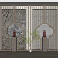 New Chinese-style carved partition 3d model