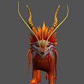 Fierce Game Movie Character With Flaming Hair Golden Horns And Sharp Eyes