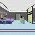 Modern Clothing Store Interior With Clothing Displays Mirrors Sofa Seating White Reception Desk And Shelves
