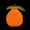 Fresh Ripe Orange Colored Citrus Fruit With Green Leaves And Stem On Black Background