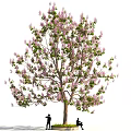 Arbor Featuring Purple Flowers And Green Leaves With People Standing And Sitting Under It