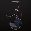 Modern Outdoor Chair With Blue Cushion Metal Frame And Armrest Design