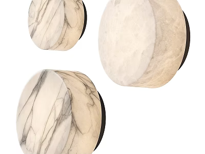 Elegant Marble Textured Round Wall Lamps Set of Three for Modern Interiors 3d model