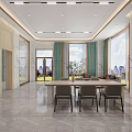 Modern Front Desk Reception Lobby With Reception Counter Seating And Lighting Fixtures