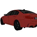 Red BMW Sporty Sedan With Black Wheels And M Badge Front View