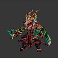 Mythical Warrior Character With Ornate Armor Horned Headdress And Decorative Weapons