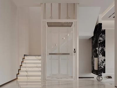 Modern Stair Elevator Simple Stair Entrance Aisle Home View Wall Decorative Wall Partition Wall Elevator Simple Villa F797 3d model