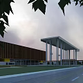 Modern School Campus With Teaching Buildings Sports Ground Running Track And Green Spaces