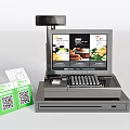 Modern cash register cashier machine QR code 3d model
