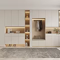 Modern Entryway Shoe Cabinet With Open Closed Storage Hanging Area Bench And Lighting