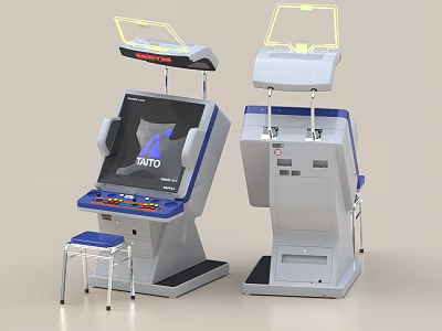 SATO Business Equipment Self Service Terminal With Interactive Display And Stool 3d model