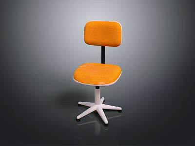 Orange Fabric Office Chair With Padded Backrest Seat And White Five Point Base 3d model