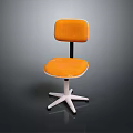 Orange Fabric Office Chair With Padded Backrest Seat And White Five Point Base