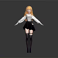 Anime Style Game Movie Character With Orange Hair White Top Black Skirt And Purple Shoes