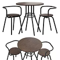 Modern Dining Table And Chair Set With Round Wooden Top And Metal Frame