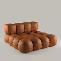 Modern Brown Leather Sectional Sofa With Padded Round Modular Tufted Design 3d model