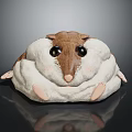 Cute Plush Hamster Toy With Big Black Eyes Round Body Brown White Fur And Pink Paws