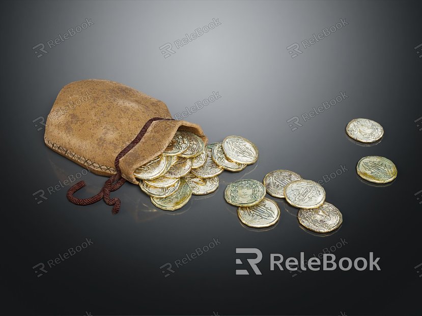 Modern Gold Coin Money Bag Wallet Coin Bag Coin Bag model