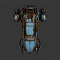 Rusty Blue Vintage Beetle Car With Modified Mechanical Parts And Weathered Exterior