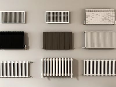 Different Radiator Designs And Styles On Wall 3d model