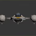 Futuristic Cosmic Spacecraft With White Yellow Blue Design And Multiple Modules